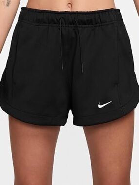 Nike Black Athletic Running Shorts with White Swoosh Logo Size M
